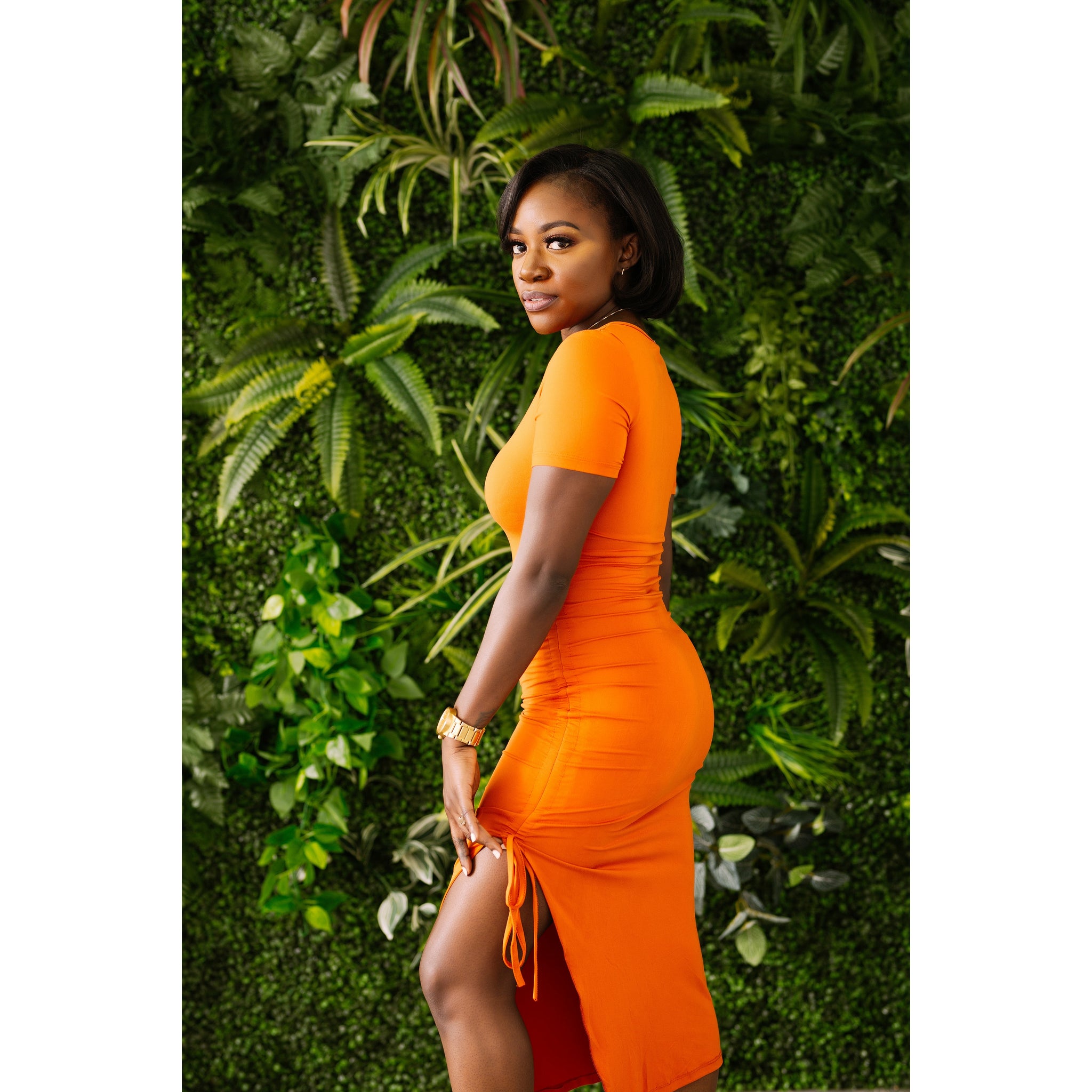 Mango 2024 orange dress