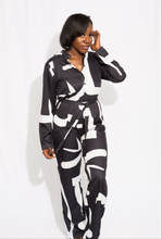 Load image into Gallery viewer, Long Sleeve Black &amp; White Jumpsuit
